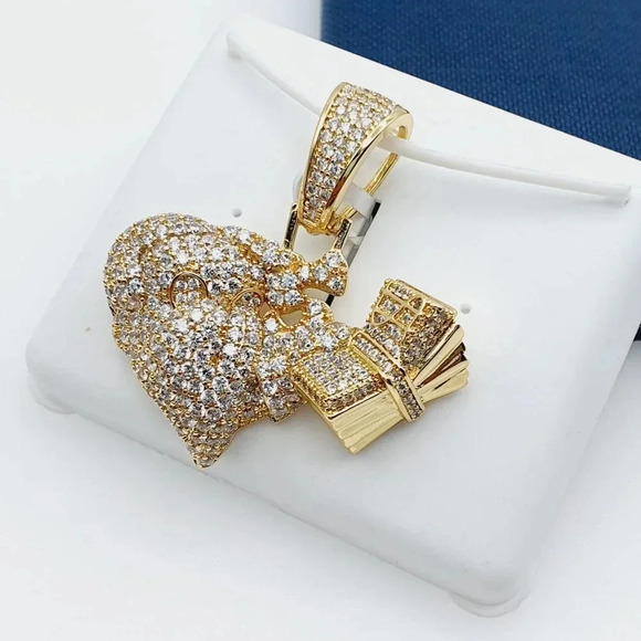 "14K Gold Plated Cubic Zircon Pendant, EVBRS362 - Picture 4 of 10